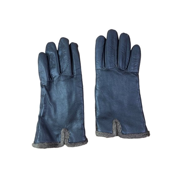 Vintage Aris 115 Classic Brown Leather Gloves Fur Lining - Picture 1 of 5